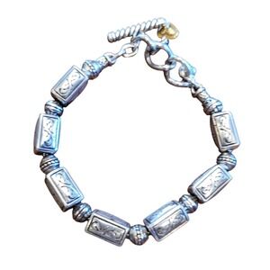 Brighton Vintage Style‎ Silver Tone Toggle Bracelet Charm Bracelet with Heart